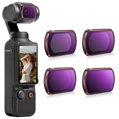 Afbeelding van TOMAT ND filterset voor DJI Osmo Pocket 3 Creator Combo accessoires, 4 stuks, ND16, ND32, ND64, ND256