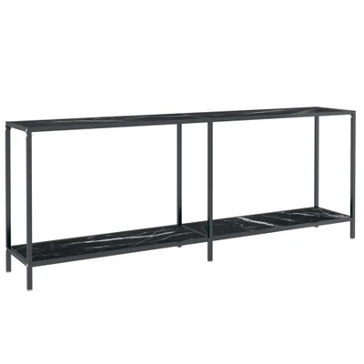 Afbeelding van Wandtafel 200x35x75,5 cm gehard glas zwart