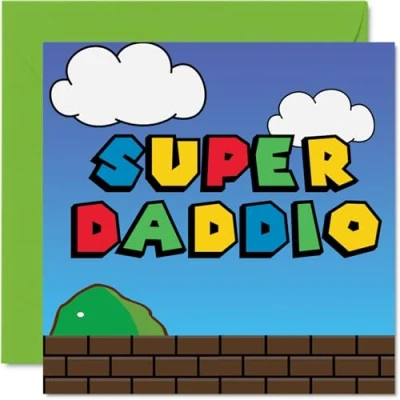 Afbeelding van Super verjaardagskaarten voor papa Daddio verjaardagskaart van dochter zoon kind, peuter baby 1e Vaderdag, 145 mm x videogame gamer leuke grappige wenskaarten