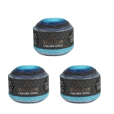 Afbeelding van Cupcake glitter Simli 3 x 150 g breiwol, 450 gram wol voor breien en haken, babywol, Turkse wol, kleurverloopwol, (3020 donkergrijs grijs blauw)