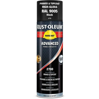 Afbeelding van rust oleum hard hat advanced grondlaag &amp; deklaag hoogglans ral 9005 500 ml