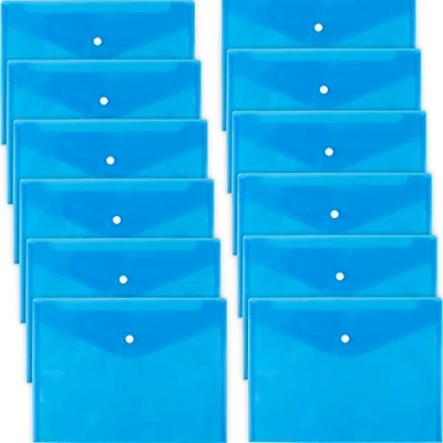 Afbeelding van D.RECT 5530 PP envelop documentenmap A4 met kliksluiting/drukknopsluiting blauw 12 stuks