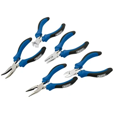 Afbeelding van Draper 12544 Mini Tang Set met Soft Grip, 5 Pcs, Blauw en Zwart