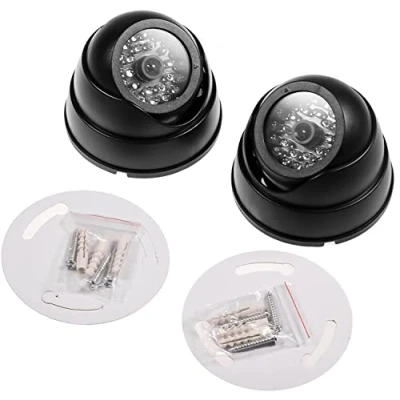 Afbeelding van JZK Zwart dummy camera beveiligingscamera monitorcamera nep videocamera monitor voor buiten binnen, met knipperende IR infrarood CCTV