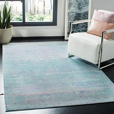 Afbeelding van SAFAVIEH Boho tapijt voor woonkamer, eetkamer, slaapkamer Valencia Collection, korte pool, turquoise en multi, 152 x 244 cm