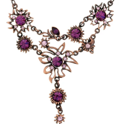 Afbeelding van Behave Rosé kleurige ketting met paarse bloem hangers