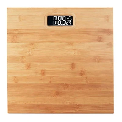 Afbeelding van Relaxdays digitale personenweegschaal weegschaal bamboe tot 180 kg kg, lb