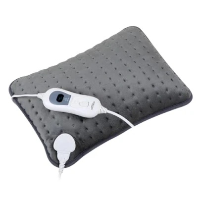Afbeelding van NIVADA Elektrische warmtekussen Ultra Fleece 30x38 cm Grijs 3 Warmtestanden met Timer Heating Pillow Energiezuinig oplaadbaar