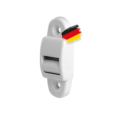 Afbeelding van BAUHELD® Rolluiken, gordelgeleiding opbouw [5 stuks] Mini riemdoorvoer met borstelafdichting [Made in Germany] geschikt voor rolluiken riem 14mm [rol] tweedelig gatafstand 25mm wit