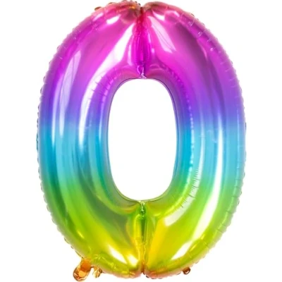 Afbeelding van Helium ballon Yummy Gummy regenboog cijfer 0 81cm