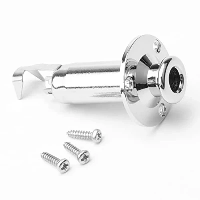 Afbeelding van Chrome 3 Totaal Prongs Elektrische Gitaar Einde Pin Stereo Input Output Jack Socket 6.35mm