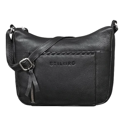 Afbeelding van STILORD &#039;Nia&#039; Dames Schoudertas Klein Leder Handtas Vrouwen Vintage Handtassen Crossbody Avondtas Vrouw Lederen Handbag Echt Leer Tas, Kleur:zwart
