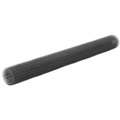 Afbeelding van vidaXL Kippengaas 25x1,5 m staal met PVC coating grijs