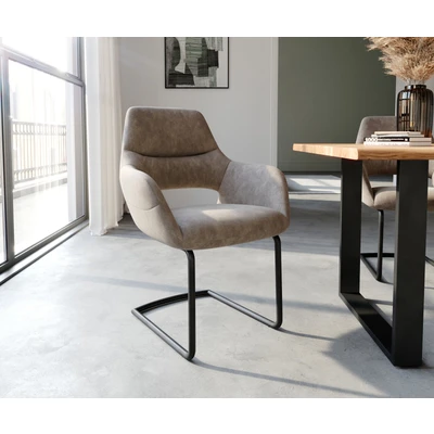 Afbeelding van sledemodel Yago Flex met armleuning rond zwart taupe vintage