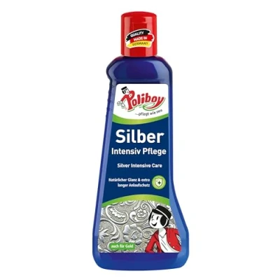 Afbeelding van Poliboy Silver Intensive Care voor reiniging en verzorging van echt zilver, verzilverd goud met zwelling spons Single 200ml Made in Germany