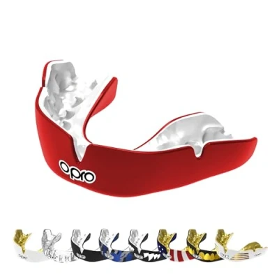 Afbeelding van OPRO Instant Custom Fit Mondbescherming, Tandarts Mondbeschermer, Revolutionaire Montagetechnologie voor Ultiem Comfort, Bescherming &amp; Fit, Gum Shield Rugby, Boksen, Hockey, MMA (Rood, Volwassen)