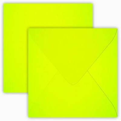 Afbeelding van 15,5 x cm enveloppen, vierkant, nat klevend, gelast neon geel; 25 stuks