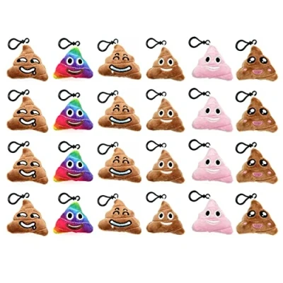 Afbeelding van 24 Mini knuffel Emoji sleutelhanger, 5cm nieuwigheid voor kinderen &amp; volwassene verjaardag partij gunsten, zakvullers, feestartikelen decoraties