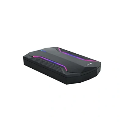 Afbeelding van TooQ TQE 2599RGB 2,5 inch harde schijf behuizing (SATA I/II/III tot 9,5 mm hoog, USB 3.0), LED display voor lezen/schrijven, zwart met rode, groene en blauwe LED&#039;s, 71 g