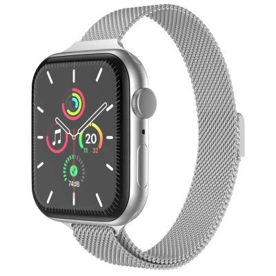 Afbeelding van Apple Watch bandje Milanees Zilver Geschikt voor Series1/2/3/4/5/6/7/8/9/10/SE (38/40/41 mm) Series 10 (42