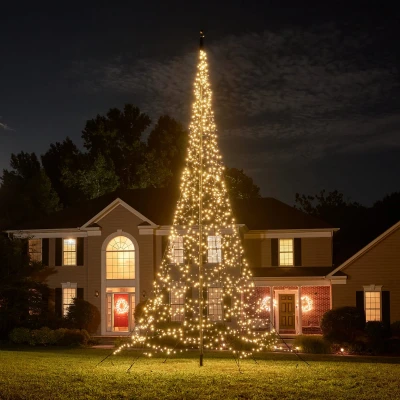 Afbeelding van Fairybell Vlaggenmast Kerstboom 7 meter 1500 LED lampjes Warm wit