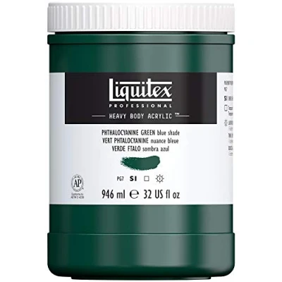 Afbeelding van Liquitex 4413317 Professional Heavy Body Acrylfarbe in Künstlerqualität mit ausgezeichneter Lichtechtheit buttriger Konsistenz, 946ml Topf Phthalogrün (Blauton)
