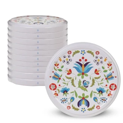 Afbeelding van KADAX Schroefdeksel met diameter van 82 mm, metalen twist off deksel, reservedeksel voor inmaakpotten en weckpotten, deksel 6 inkepingen (bloemen, 10 stuks)