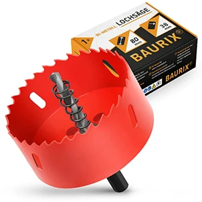Afbeelding van BAURIX® Bi metaal Gatenzaag [80mm] Metalen kernsnijder boorkroon voor hout professionele ijzerboren gipsplaten, kunststof, PVC, metaal, enz. Boorkop frezen