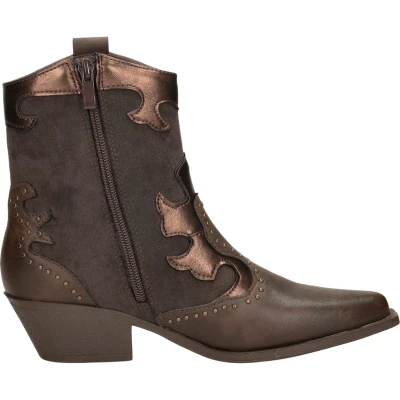 Afbeelding van SUB55 Cowboy/Bikerlaarsjes, Dames, Maat: 41, Donkerbruin Imitatieleer/ textiel