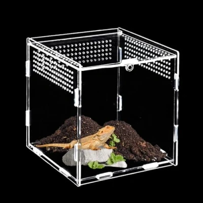 Afbeelding van Acryl terrarium 15 x cm cm, mini terrarium, springspin, slakken, reptielen, voederbox, geschikt voor spin, hagedissen, kever