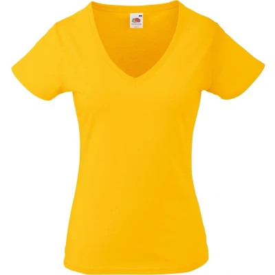 Afbeelding van Fruit Of The Loom Dames Vrouwen Fit Valuegewicht V hals T shirt met korte mouwen (Zonnebloem)