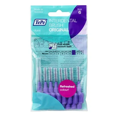 Afbeelding van TEPE 118270/4 interdentale borstels Paars Origineel (1,1 mm Maat 6) / Eenvoudige en effectieve reiniging van ruimtes/ 1 x 8
