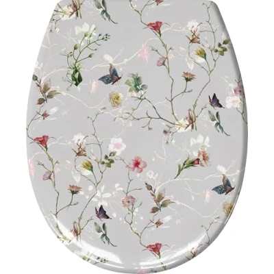 Afbeelding van Kleine Wolke WC bril Flores met automatische sluiting, kleur: Multicolor, Materiaal: Duroplast, grootte: 37x 45 cm