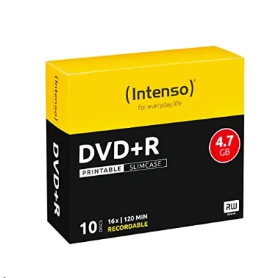 Afbeelding van Intenso 4811652 DVD+R onbewerkt, printtafel, 4,7 GB, 16 x snelheid, 10 stuks slim case