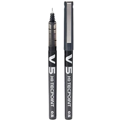 Afbeelding van PILOT V5 0,5 mm vloeibare inkt rollerball pen zwart (Pack van 5), 3131910541103