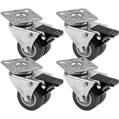 Afbeelding van 4 stuks wielen voor meubels 50 mm, met rem van het merk HRB, heavy duty max. 320 kg totale draagkracht, geschikt bijv. palletmeubels (set mm)