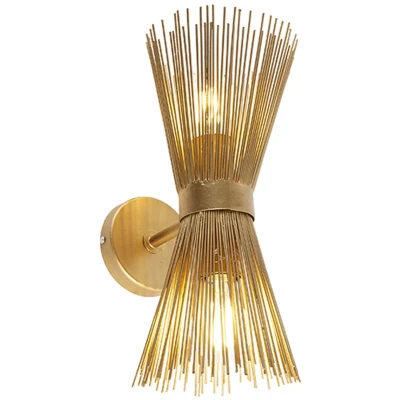 Afbeelding van QAZQA Art Deco wandlamp goud 2 lichts Broom