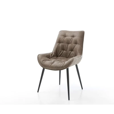 Afbeelding van Gestoffeerde stoel Taimi Flex 4 poot conisch zwart taupe vintage