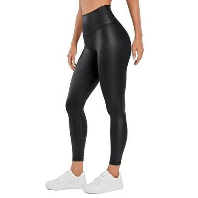 Afbeelding van CRZ YOGA Butterluxe Matte Kunstleren Legging voor Vrouwen 25 Hoge Taille Stretch Enkel Leren Broek Pleather Panty Black Classic S