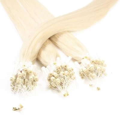 Afbeelding van hair2heart Microring Extensions van echt haar, glad, 25 strengen, 1 g, 40 cm, 10/0 lichtblond