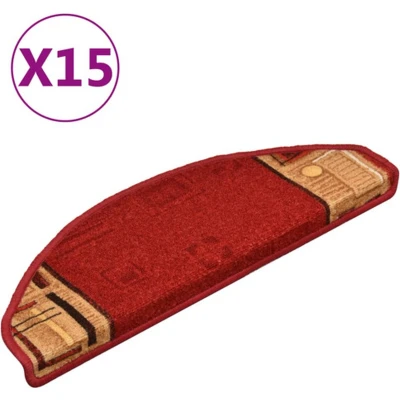 Afbeelding van Trapmatten zelfklevend 15 st 65x21x4 cm rood