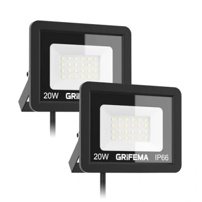 Afbeelding van GRIFEMA GD401 2 2PCS 20W Buiten LED Schijnwerper, 24 LED&#039;s, 2200LM, IP66 Waterdicht, 6500K Koel Wit Wandverlichting voor Tuin, Terras, Garage en Beveiliging