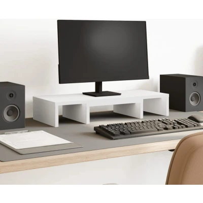 Afbeelding van vidaXL Monitorstandaard verstelbaar 60x24x10,5 cm bewerkt hout wit