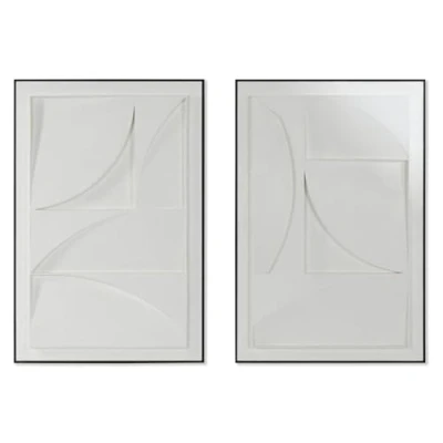 Afbeelding van Schilderij Home ESPRIT Wit Zwart Abstract Stads 60 x 6,5 90 cm (2 Stuks)