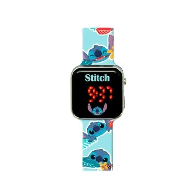Afbeelding van Kids Euroswan Stitch Digitale led klok met kalender en tijd, 18 x 7,5 3 cm, verschillende modellen, steek, Medium,