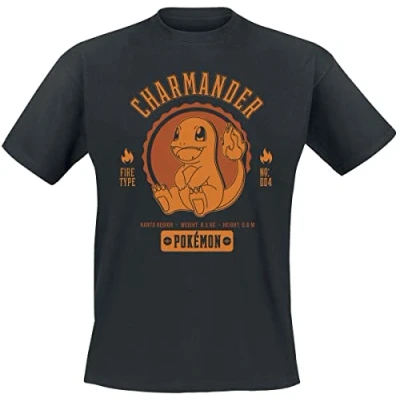 Afbeelding van Henry Tiger POKÉMON Collegiate Charmander Tshirt print, Heren, Maat: XXL, Black