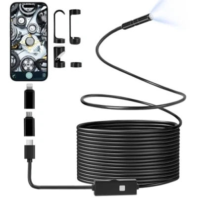 Afbeelding van Romon Inspectiecamera, 8 mm, industriële endoscoop, 10800P, HD, endoscoopcamera, waterdicht, IP67, digitale inspectiecamera met ledlampjes voor smartphones (10 m)