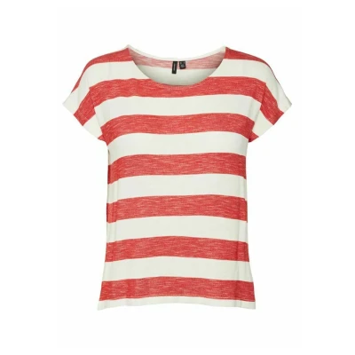 Afbeelding van Vero Moda Vmwide Stripe S/L GA NOOS Tshirt print, Dames, Maat: XS, Goji berry