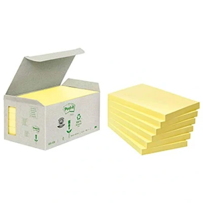 Afbeelding van Post it Recycling Notes 6551B, geel, 76 x 127 mm, 6 blokken à 100 vellen