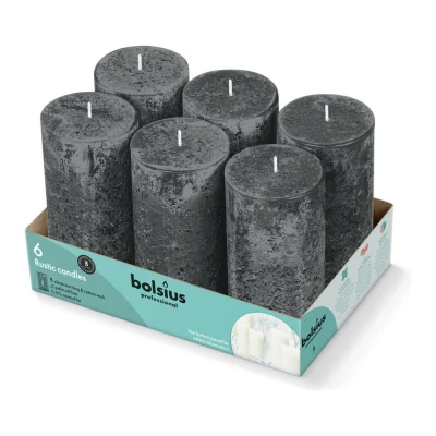 Afbeelding van Bolsius Stompkaars Grey 6stuks